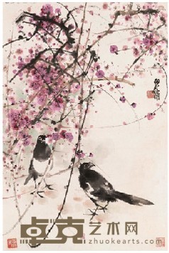 郑乃珖 梅花喜鹊 镜心 66*44cm